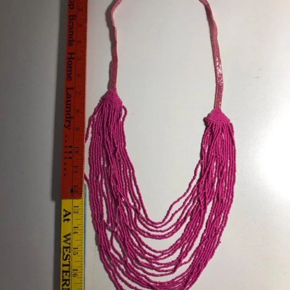 BaubleBar Long Tier Hot Pink Beaded Necklace